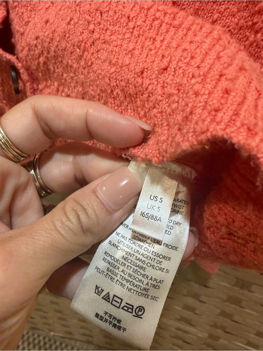 Free People Found My Friend Cardigan Coral Boucle Size Small EUC - Picture 3 of 4